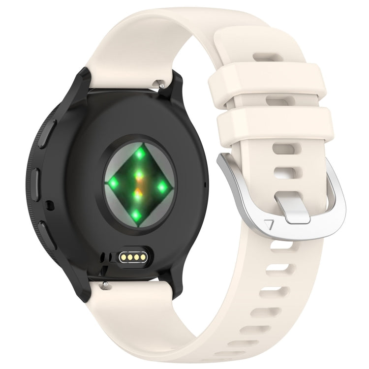 For Garmin Vivoactive 4S Liquid Glossy Silver Buckle Silicone Watch Band(Stralight)