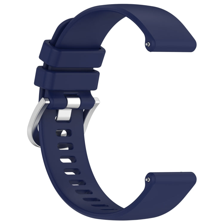 For Garmin Vivoactive 4S Liquid Glossy Silver Buckle Silicone Watch Band(Dark Blue)