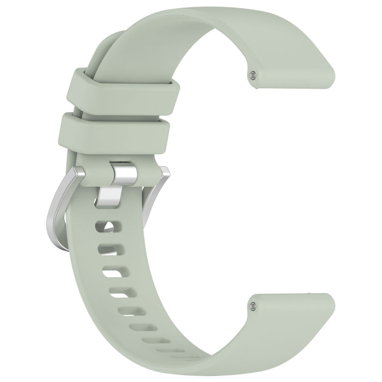 For Garmin Vivoactive 4S Liquid Glossy Silver Buckle Silicone Watch Band(Green)