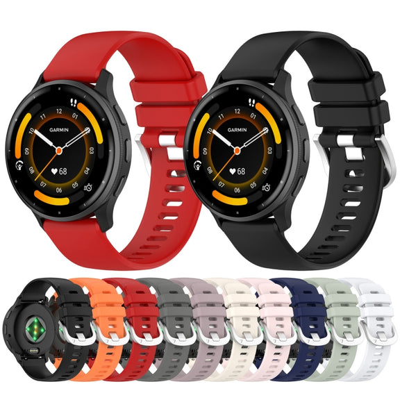 For Garmin Venu 2S Liquid Glossy Silver Buckle Silicone Watch Band(White)