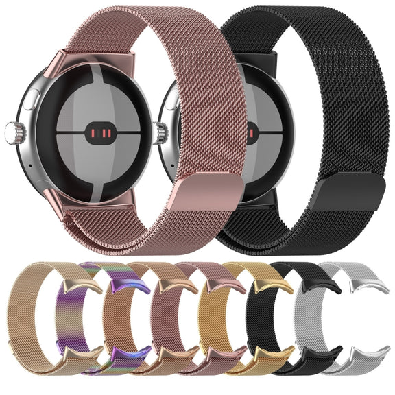 For Google Pixel Watch 2 Milan Magnetic Steel Mesh Watch Band(Rose Gold)