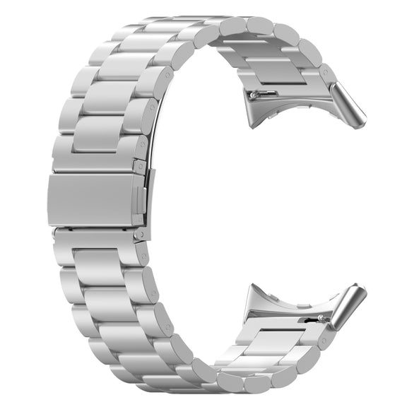 For Google Pixel Watch 2 Three Bead Stainless Steel Metal Watch Band(Silver)