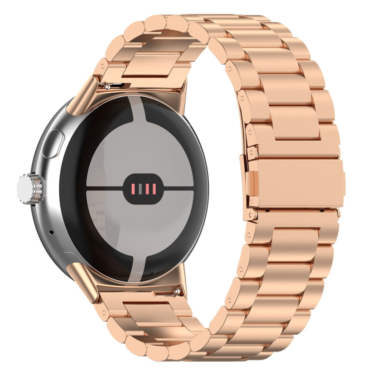 For Google Pixel Watch 2 Three Bead Stainless Steel Metal Watch Band(Rose Gold) - free shipping - PMC TechLife - Order now!