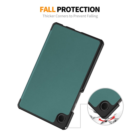 For Samsung Galaxy Tab A9 8.7 ENKAY Tri-fold Custer Texture Leather Smart Tablet Case(Dark Green)