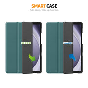 For Samsung Galaxy Tab A9 8.7 ENKAY Tri-fold Custer Texture Leather Smart Tablet Case(Dark Blue)