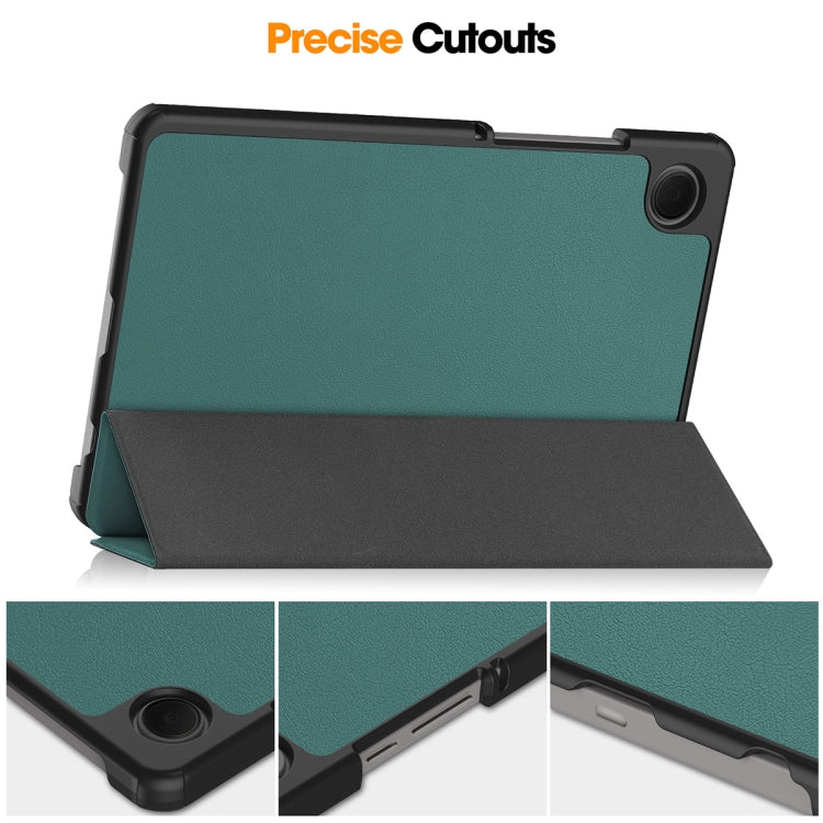 For Samsung Galaxy Tab A9 8.7 ENKAY Tri-fold Custer Texture Leather Smart Tablet Case(Dark Blue)