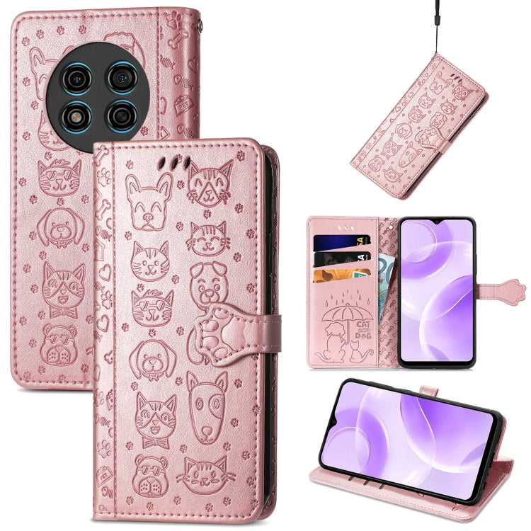 For Ulefone Note 15 Cat and Dog Embossed Leather Phone Case(Rose Gold) - Ulefone Cases by PMC Jewellery | Online Shopping South Africa | PMC Jewellery | Buy Now Pay Later Mobicred