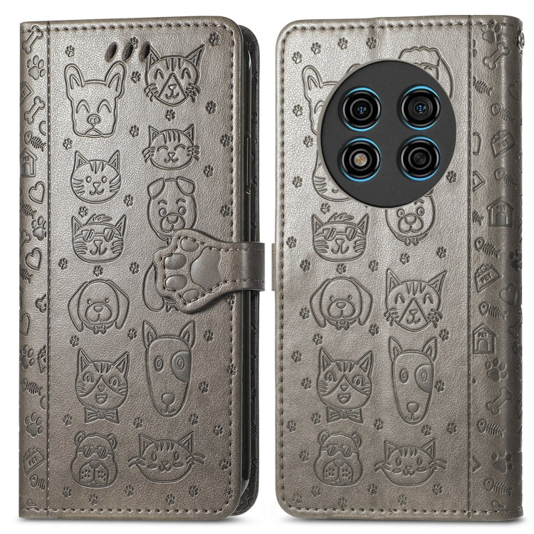 For Ulefone Note 15 Cat and Dog Embossed Leather Phone Case(Grey) - Ulefone Cases by PMC Jewellery | Online Shopping South Africa | PMC Jewellery | Buy Now Pay Later Mobicred