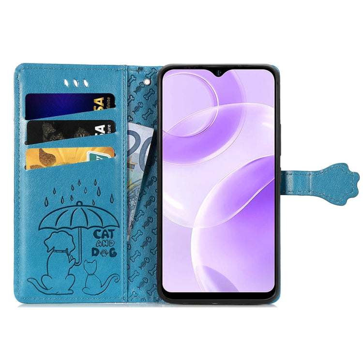 For Ulefone Note 15 Cat and Dog Embossed Leather Phone Case(Blue) - Ulefone Cases by PMC Jewellery | Online Shopping South Africa | PMC Jewellery | Buy Now Pay Later Mobicred