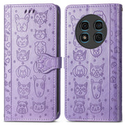For Ulefone Note 15 Cat and Dog Embossed Leather Phone Case(Purple)