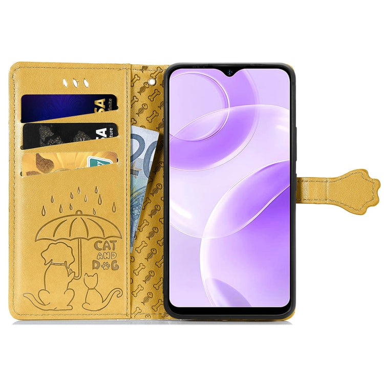 For Ulefone Note 15 Cat and Dog Embossed Leather Phone Case(Yellow) - Ulefone Cases by PMC Jewellery | Online Shopping South Africa | PMC Jewellery | Buy Now Pay Later Mobicred