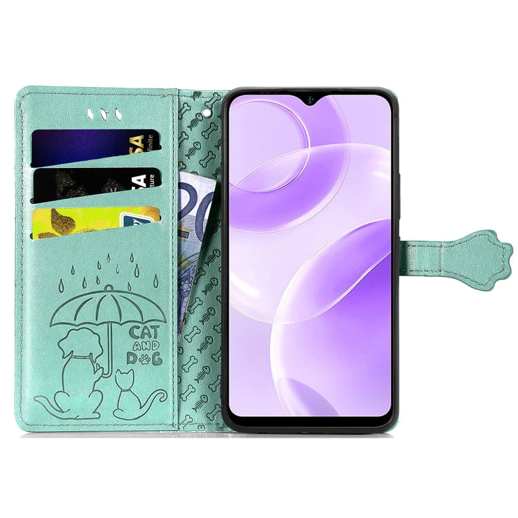 For Ulefone Note 15 Cat and Dog Embossed Leather Phone Case(Green) - Ulefone Cases by PMC Jewellery | Online Shopping South Africa | PMC Jewellery | Buy Now Pay Later Mobicred
