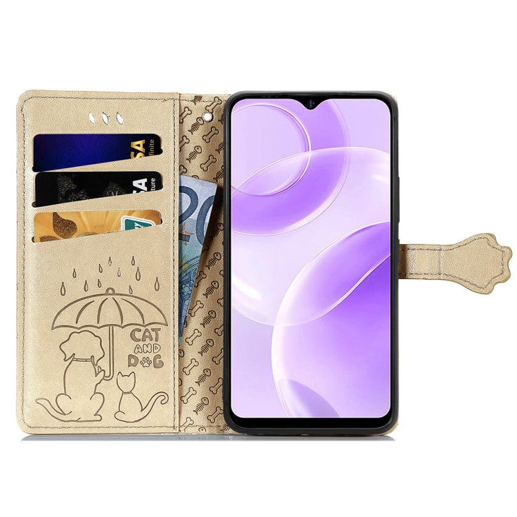 For Ulefone Note 15 Cat and Dog Embossed Leather Phone Case(Gold) - Ulefone Cases by PMC Jewellery | Online Shopping South Africa | PMC Jewellery | Buy Now Pay Later Mobicred