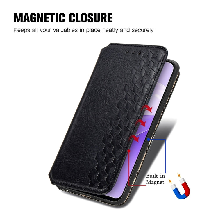 For Ulefone Note 15 Cubic Grid Pressed Magnetic Leather Phone Case(Black) - Ulefone Cases by PMC Jewellery | Online Shopping South Africa | PMC Jewellery | Buy Now Pay Later Mobicred