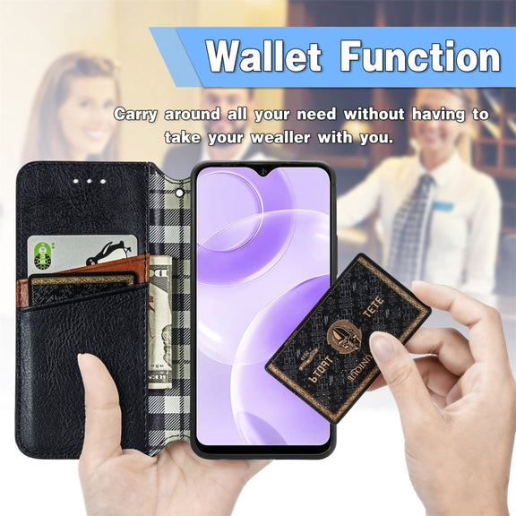 For Ulefone Note 15 Cubic Grid Pressed Magnetic Leather Phone Case(Black)