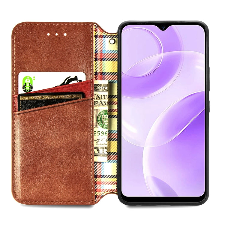 For Ulefone Note 15 Cubic Grid Pressed Magnetic Leather Phone Case(Brown) - Ulefone Cases by PMC Jewellery | Online Shopping South Africa | PMC Jewellery | Buy Now Pay Later Mobicred