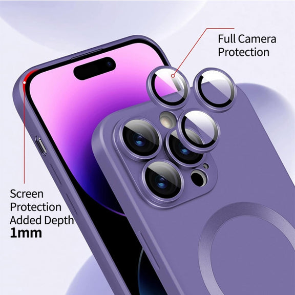 For iPhone 15 Plus ENKAY MagSafe Matte TPU Phone Case with Lens Film(Purple)