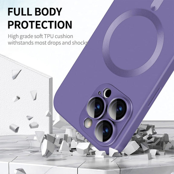 For iPhone 16 ENKAY MagSafe Matte TPU Phone Case with Lens Film(Purple)