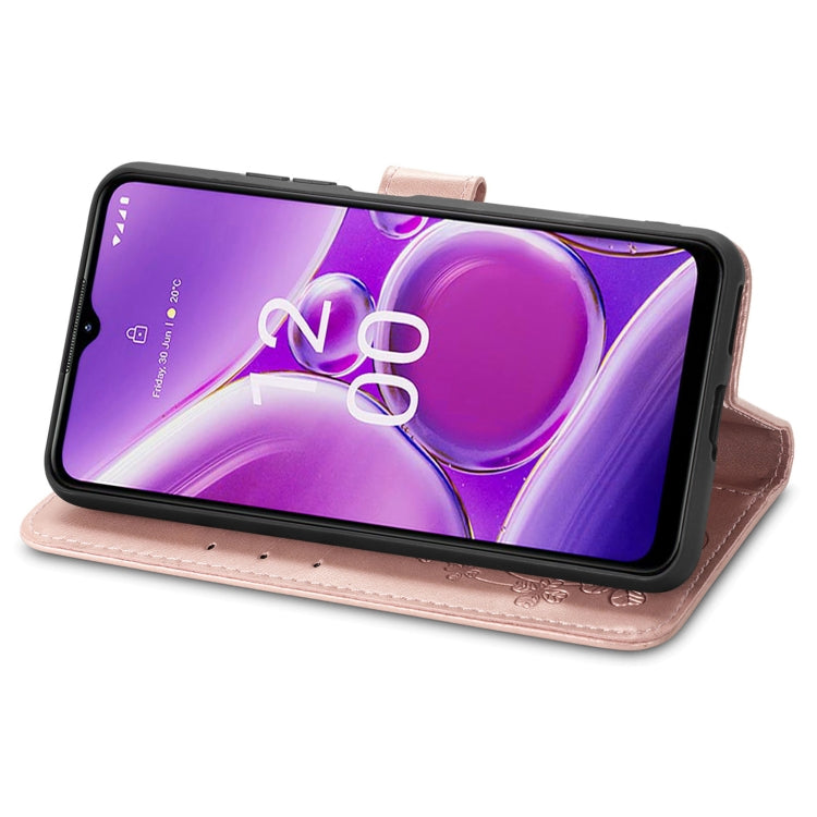 For Nokia G42 Four-leaf Clasp Embossed Buckle Leather Phone Case(Rose Gold) - Nokia Cases by PMC TechLife | Online Shopping South Africa | PMC TechLife | Buy Now Pay Later Mobicred