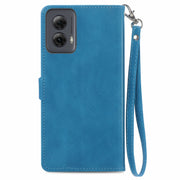 For Motorola Moto G Power 5G 2024 Embossed Flower Zipper Leather Phone Case(Blue)