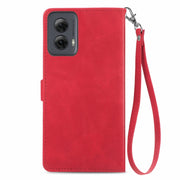 For Motorola Moto G Power 5G 2024 Embossed Flower Zipper Leather Phone Case(Red)