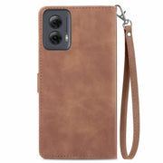 For Motorola Moto G Power 5G 2024 Embossed Flower Zipper Leather Phone Case(Brown)