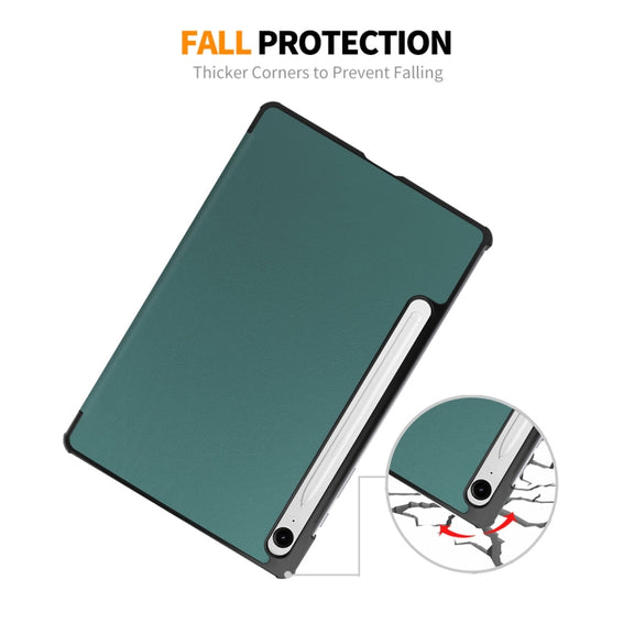 For Samsung Galaxy Tab S9 FE ENKAY Tri-fold Custer Texture Leather Smart Tablet Case(White)