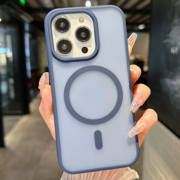 For iPhone 12 Pro Max Transparent TPU Hybrid PC Magsafe Phone Case(Blue) - iPhone 12 Pro Max Cases by PMC TechLife | Online Shopping South Africa | PMC TechLife