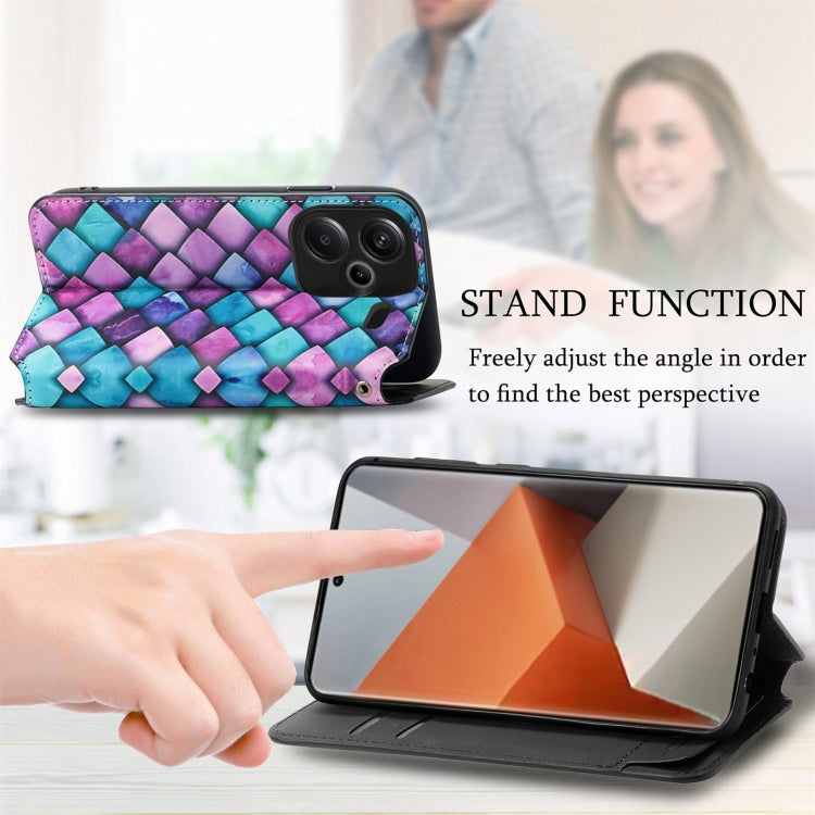 For Xiaomi Redmi Note 13 Pro+ CaseNeo Colorful Magnetic Leather Phone Case(Purple Scales) - Note 13 Pro+ Cases by PMC TechLife | Online Shopping South Africa | PMC TechLife | Buy Now Pay Later Mobicred