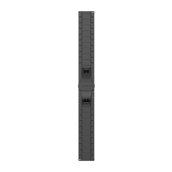 For Garmin Vivoactive 4S One Bead Butterfly Buckle Stainless Steel Metal Watch Band(Black)