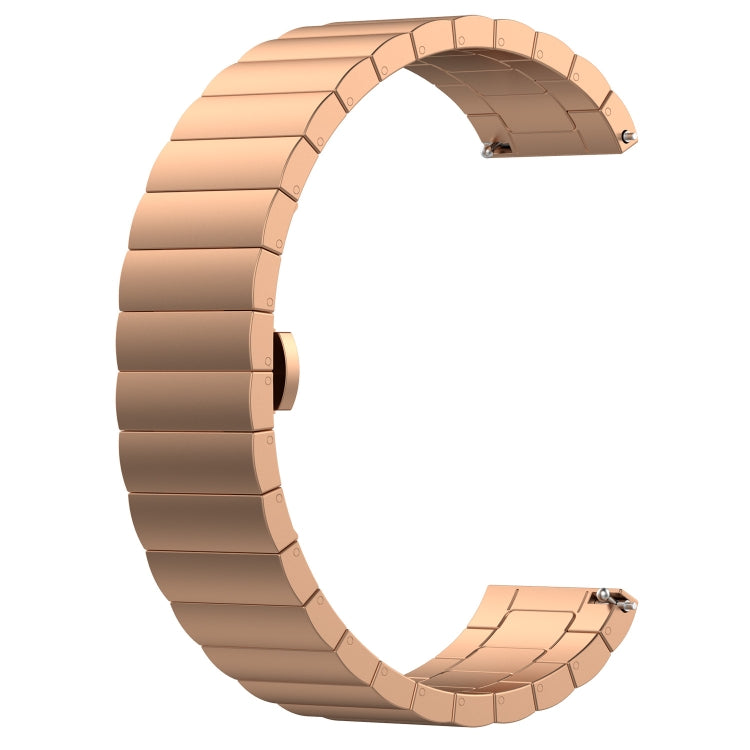 For Garmin Vivoactive 4S One Bead Butterfly Buckle Stainless Steel Metal Watch Band(Rose Gold)