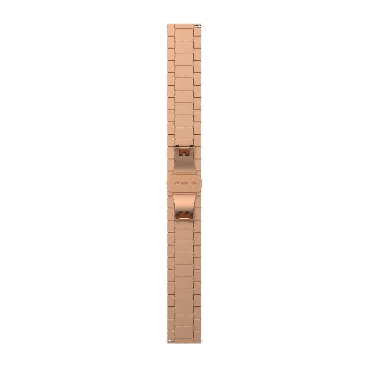 For Garmin Vivoactive 4S One Bead Butterfly Buckle Stainless Steel Metal Watch Band(Rose Gold)