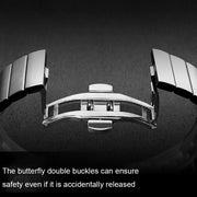 For Garmin Vivoactive 4S One Bead Butterfly Buckle Stainless Steel Metal Watch Band(Black)