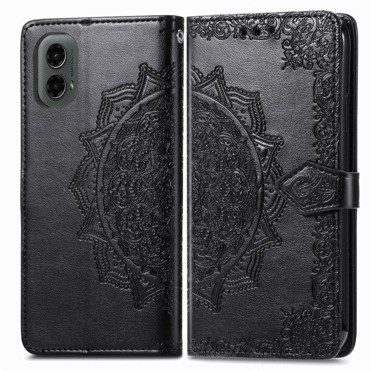 For Motorola Moto G 2024 Mandala Flower Embossed Leather Phone Case(Black) - Motorola Cases by PMC Jewellery | Online Shopping South Africa | PMC Jewellery | Buy Now Pay Later Mobicred
