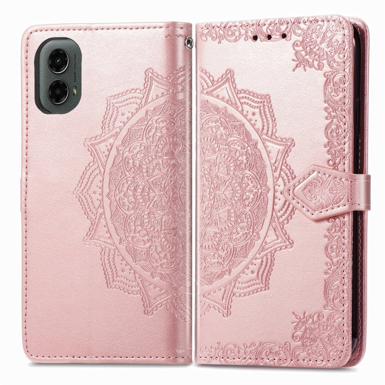 For Motorola Moto G 2024 Mandala Flower Embossed Leather Phone Case(Rose Gold)