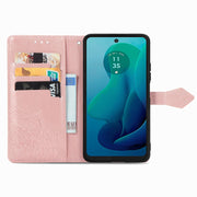For Motorola Moto G 2024 Mandala Flower Embossed Leather Phone Case(Rose Gold)