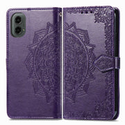 For Motorola Moto G 2024 Mandala Flower Embossed Leather Phone Case(Purple)
