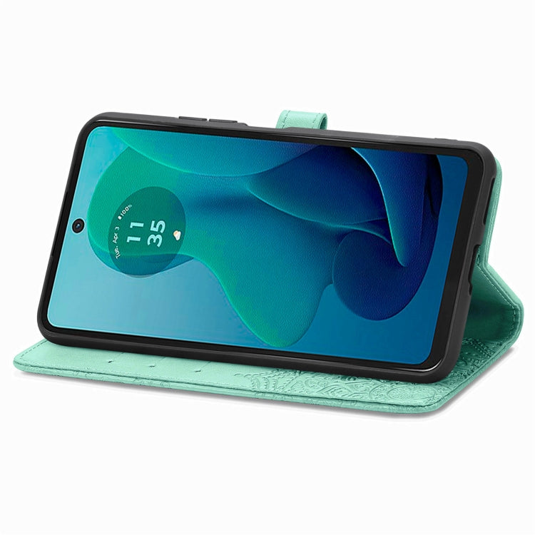 For Motorola Moto G 2024 Mandala Flower Embossed Leather Phone Case(Green) - Motorola Cases by PMC Jewellery | Online Shopping South Africa | PMC Jewellery | Buy Now Pay Later Mobicred