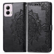 For Motorola Moto G Power 2024 Mandala Flower Embossed Leather Phone Case(Black)