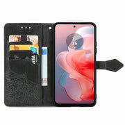 For Motorola Moto G Power 2024 Mandala Flower Embossed Leather Phone Case(Black)
