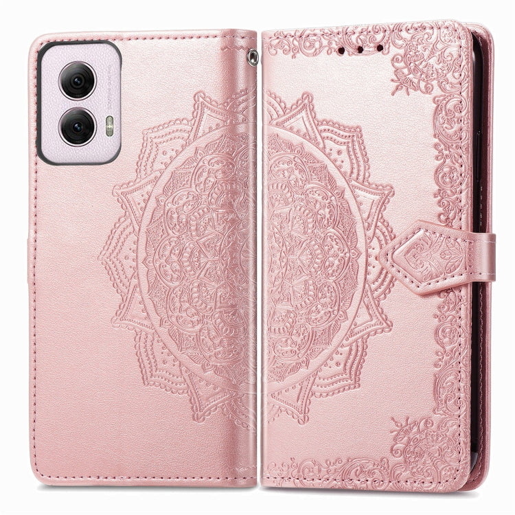 For Motorola Moto G Power 2024 Mandala Flower Embossed Leather Phone Case(Rose Gold)