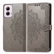 For Motorola Moto G Power 2024 Mandala Flower Embossed Leather Phone Case(Gray)