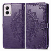 For Motorola Moto G Power 2024 Mandala Flower Embossed Leather Phone Case(Purple)