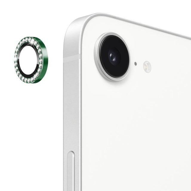 For iPhone 16e ENKAY AR Anti-reflection Individual Diamond Ring Camera Lens Glass Full Film(Deep Green)