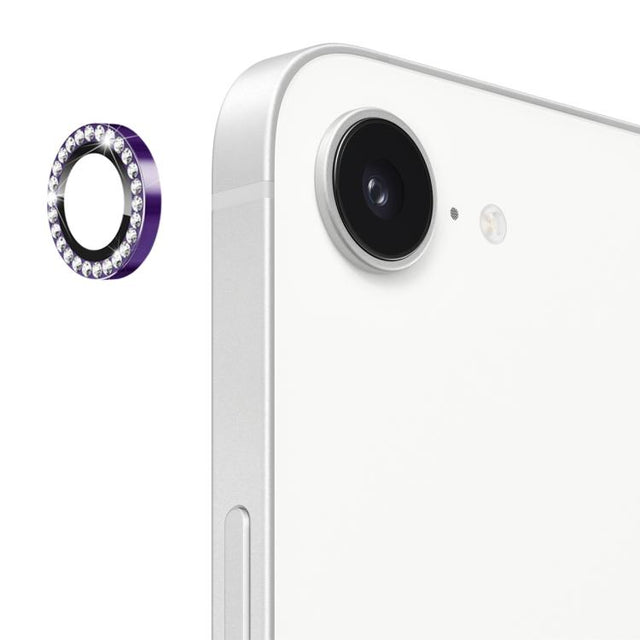 For iPhone 16e ENKAY AR Anti-reflection Individual Diamond Ring Camera Lens Glass Full Film(Deep Purple)