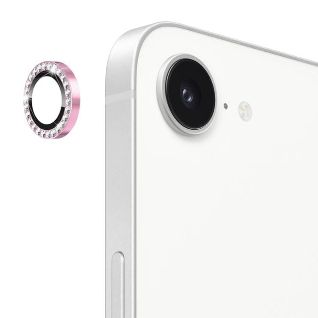 For iPhone 16e ENKAY AR Anti-reflection Individual Diamond Ring Camera Lens Glass Full Film(Pink)