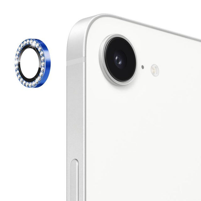 For iPhone 16e ENKAY AR Anti-reflection Individual Diamond Ring Camera Lens Glass Full Film(Sea Blue)