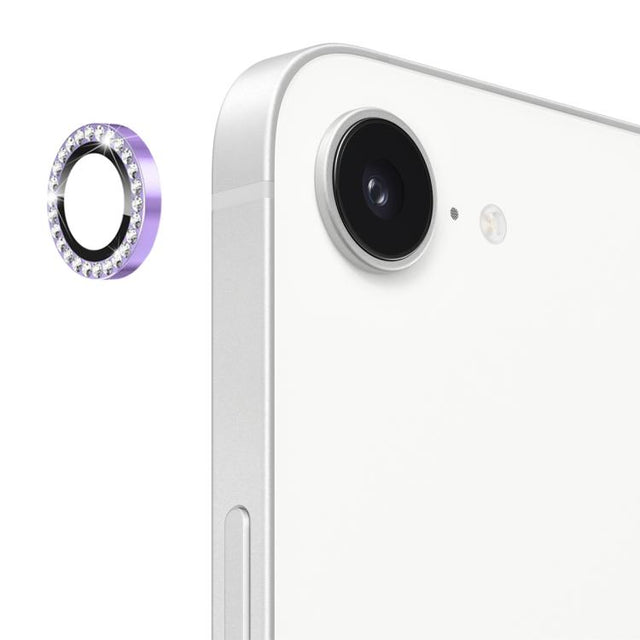 For iPhone 16e ENKAY AR Anti-reflection Individual Diamond Ring Camera Lens Glass Full Film(Light Purple)