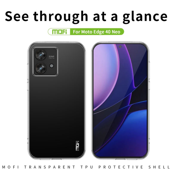 For Motorola Edge 40 Neo MOFI Ming Series Ultra-thin TPU Phone Case(Transparent)