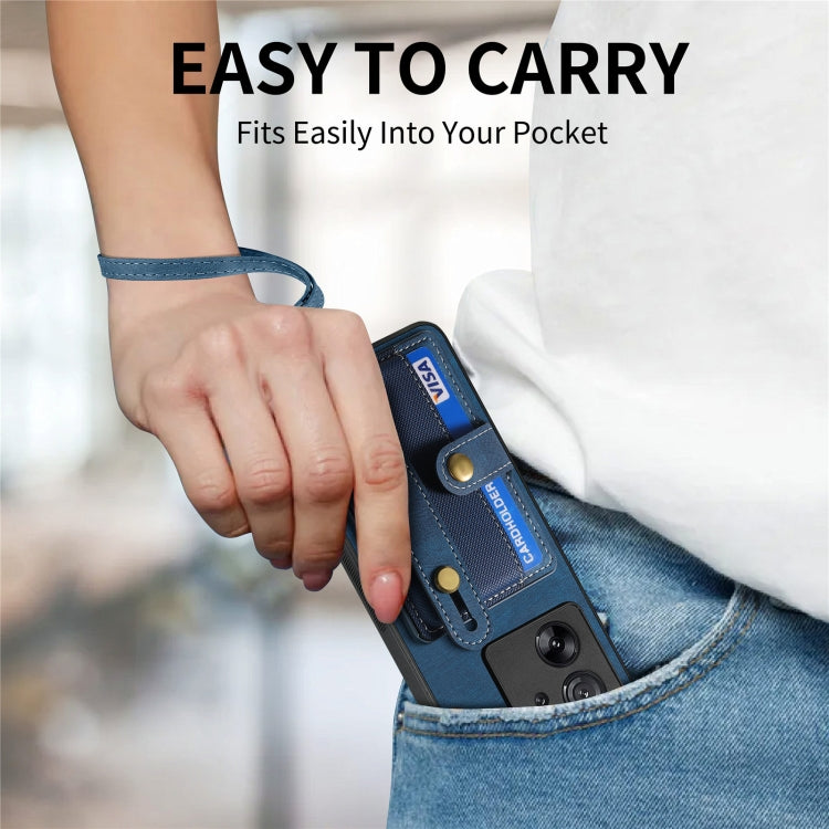 For Xiaomi 13T / 13T Pro Retro Cross Wristband Wallet Leather Back Phone Case(Blue) - Xiaomi Cases by PMC TechLife | Online Shopping South Africa | PMC TechLife | Buy Now Pay Later Mobicred